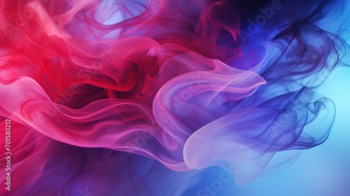 Dramatic smoke and fog in contrasting vivid red, blue, and purple colors. Vivid and intense abstract background or wallpaper. Generative Ai