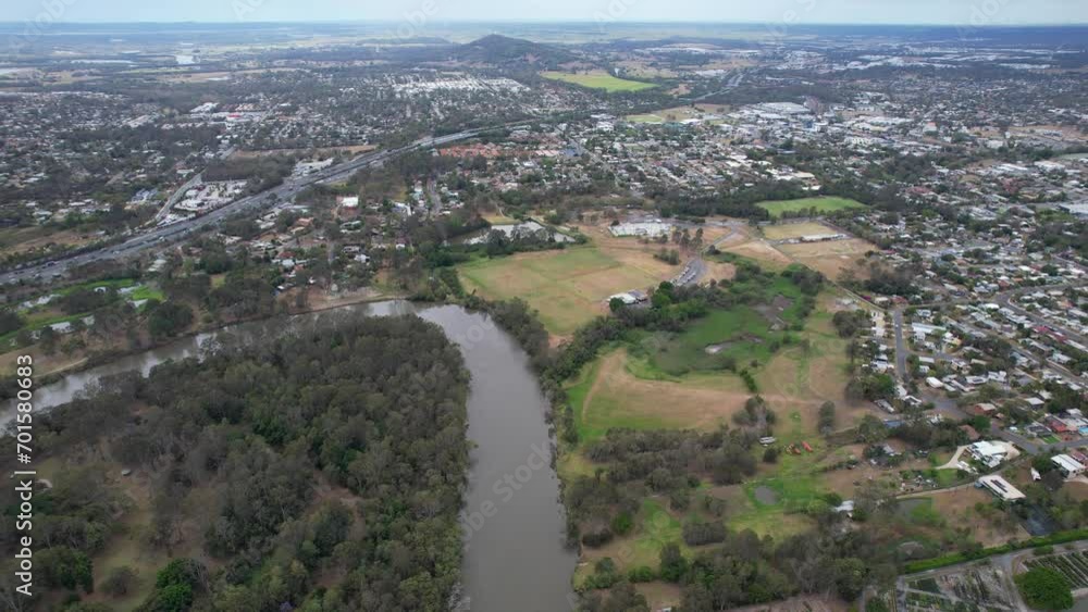 Aerial View Of Logan River In The Suburb Of Loganholme In Logan, Queensland, Australia.