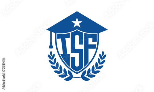 ISF three letter iconic academic logo design vector template. monogram, abstract, school, college, university, graduation cap symbol logo, shield, model, institute, educational, coaching canter, tech photo