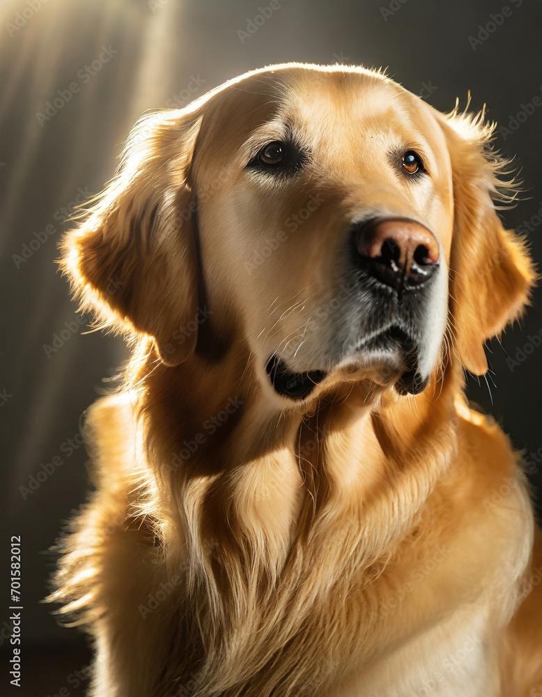 Close-Up Portrait of a Beautiful Golden Retriever with Blurred Background