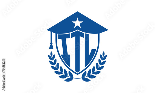 ITL three letter iconic academic logo design vector template. monogram, abstract, school, college, university, graduation cap symbol logo, shield, model, institute, educational, coaching canter, tech photo