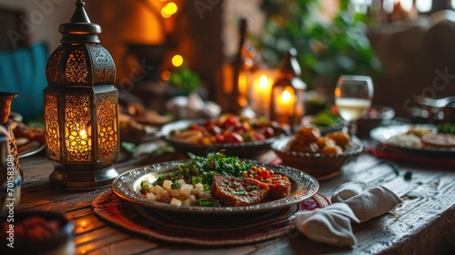 Ramadan Iftar Gathering with Moroccan Flair: Traditional Dishes, Lanterns, and Spices - A Night of Culture and Cuisine, Experience Culinary Delights: Arabic Dining, Lantern-Lit Evenings, and Gourmet. © ThamDesign