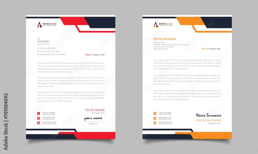 Obraz premium Professional And Modern Letterhead Design Business Letterhead Template Design
