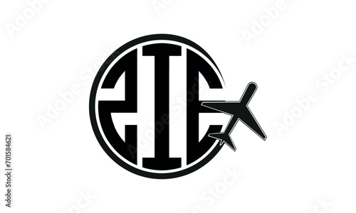 ZIE three initial letter circle tour & travel agency logo design vector template. hajj Umrah agency, abstract, wordmark, business, monogram, minimalist, brand, company, flat, tourism agency, tourist photo