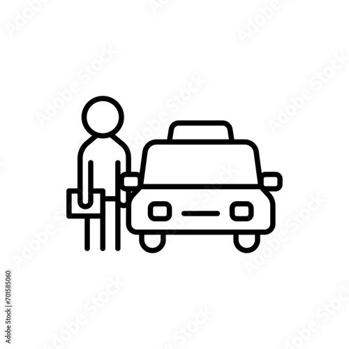 Taxi car outline icons, minimalist vector illustration ,simple transparent graphic element .Isolated on white background