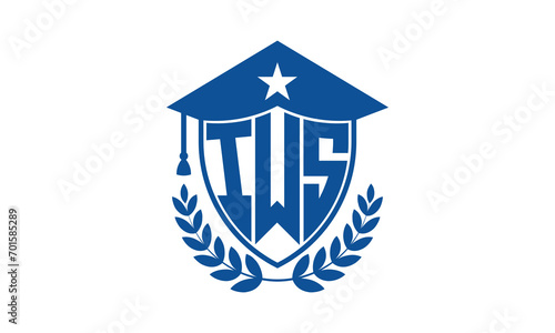 IWS three letter iconic academic logo design vector template. monogram, abstract, school, college, university, graduation cap symbol logo, shield, model, institute, educational, coaching canter, tech photo