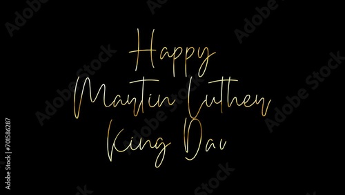Martin Luther King Jr. Day gold animated lettering text gold handwriting mlk day. Celebrating MLK day. 4k video alpha channel photo