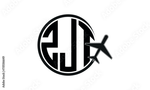ZJT three initial letter circle tour & travel agency logo design vector template. hajj Umrah agency, abstract, wordmark, business, monogram, minimalist, brand, company, flat, tourism agency, tourist