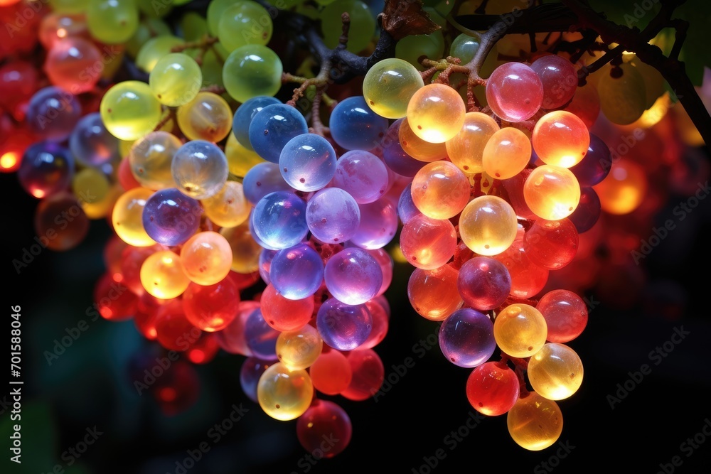 Glowing Grapes: A cluster of grapes.