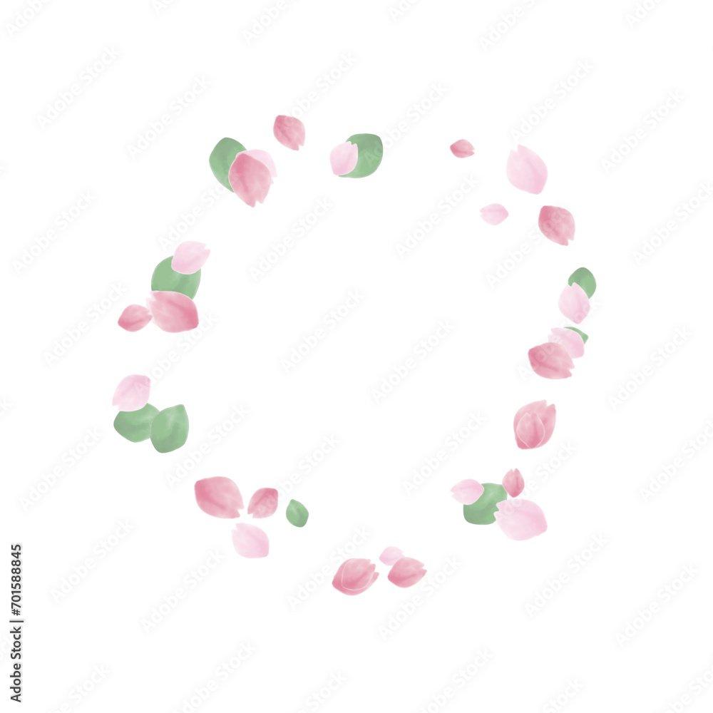 桜の水彩画　桜吹雪の背景素材