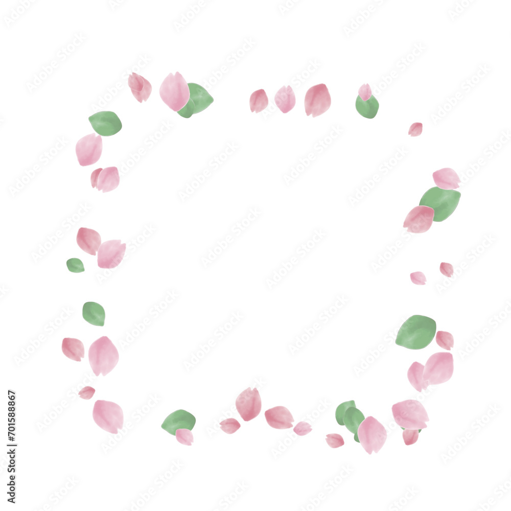 桜の水彩画　桜吹雪の背景素材