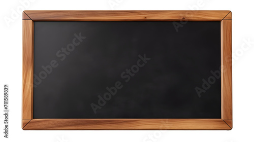 Blank blackboard in wooden frame isolated on transparent or white background