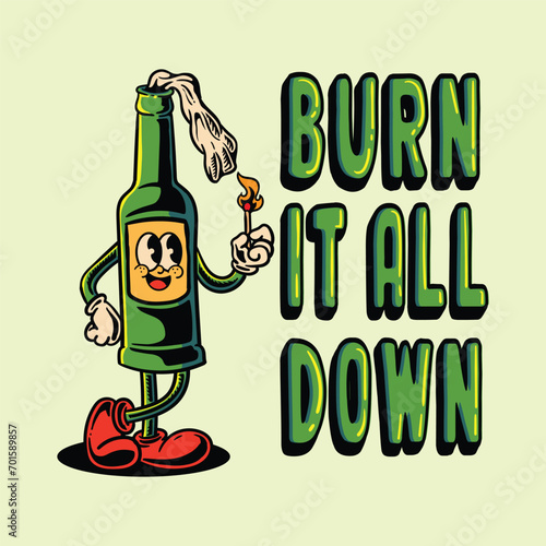 retro cartoon molotov vector cartoon illustration