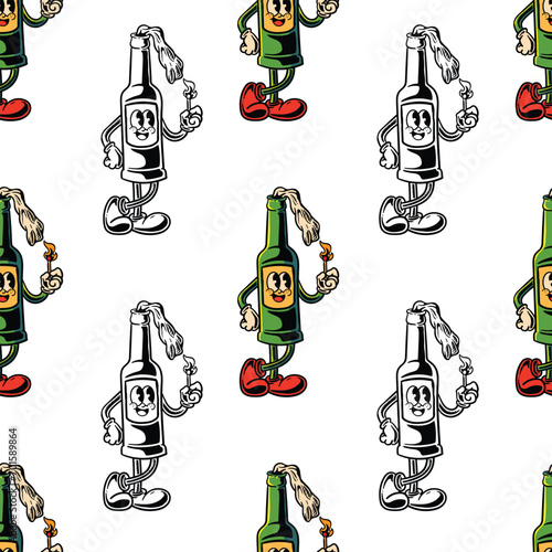retro cartoon molotov vector cartoon seamless pattern