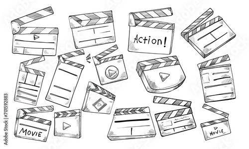 cinema clapperboard handdrawn collection