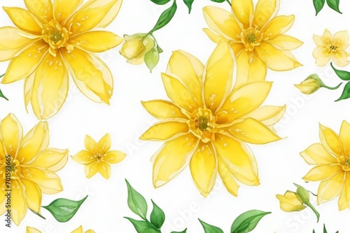 yellow flowers watercolor seamless patterns Generative AI