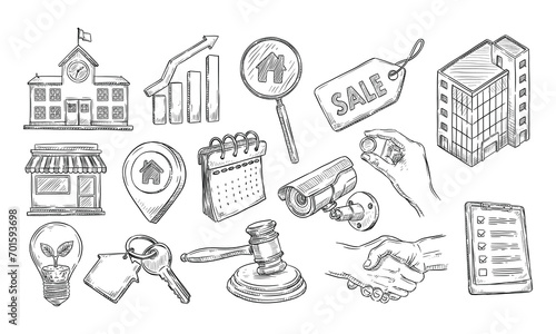 business real estate handdrawn collection