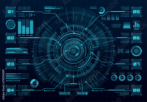 HUD data screen, digital dashboard interface and virtual infographics, vector UI panel. HUD technology and future game chart graphs, space dashboard digital controls and info bar visual infographics