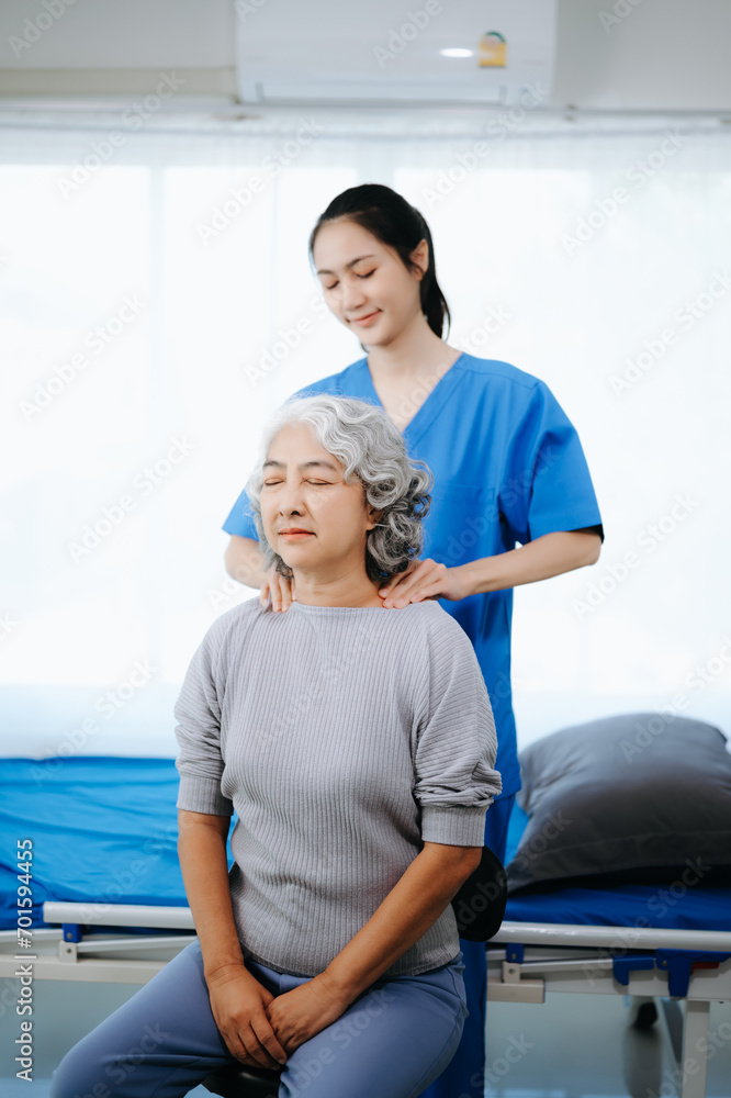 Female Doctor and patient suffering from back pain during medical exam. Female Doctor and patient suffering from back pain during medical exam.