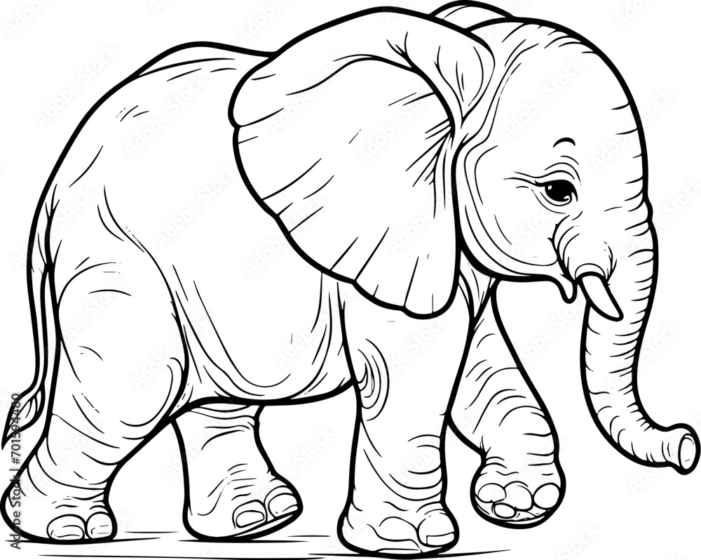 Fototapeta premium Coloring page Animals Cartoon clipart for kids illustration book 