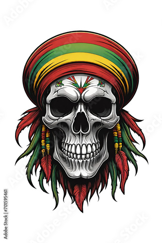 Skull with indian headdressillustration 