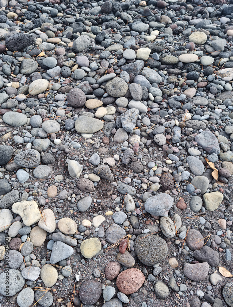Top view of floor with round basalt rocks Top view of floor with round basalt rocks