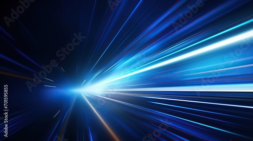 The speed line glows blue. Night city lighting with long exposure.Glossy graphics