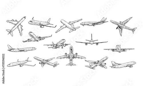 airplanes handdrawn collection