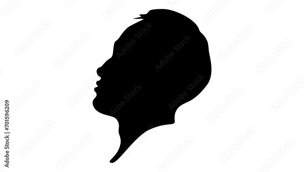 Young handsome chinese man, black isolated silhouette