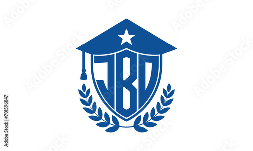 JBO three letter iconic academic logo design vector template. monogram, abstract, school, college, university, graduation cap symbol logo, shield, model, institute, educational, coaching canter, tech photo