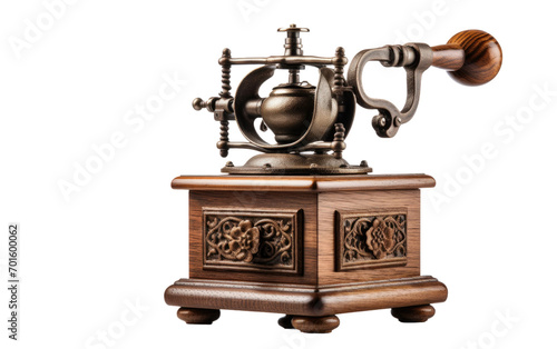 Hand Cranked Coffee Maker On Transparent Background