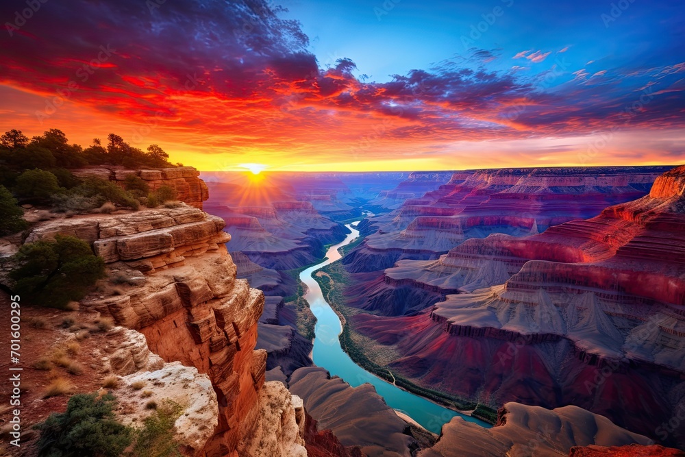 Arizona Grand Canyon National Park at sunset, United States of America, AI Generated