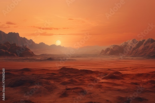 Beautiful landscape in the desert of Egypt at sunset. 3d rendering, AI Generated