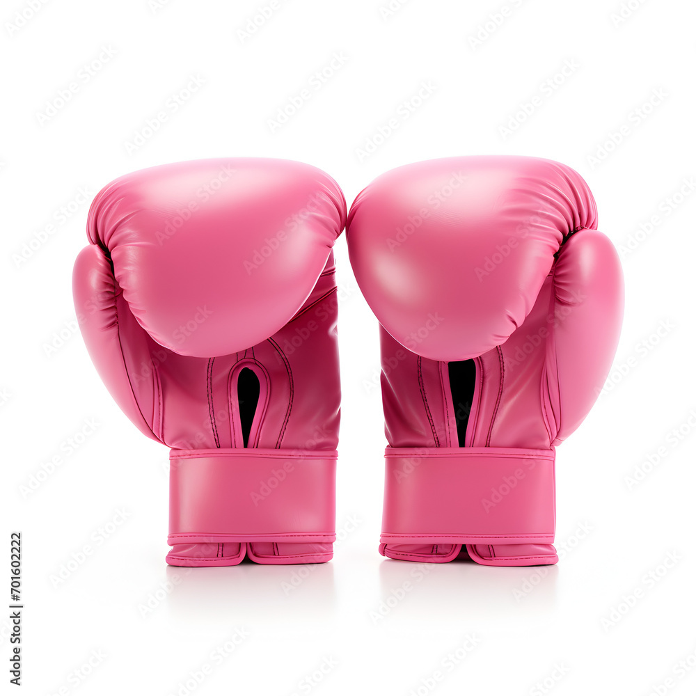 Women's pink boxing gloves isolated on a white background 