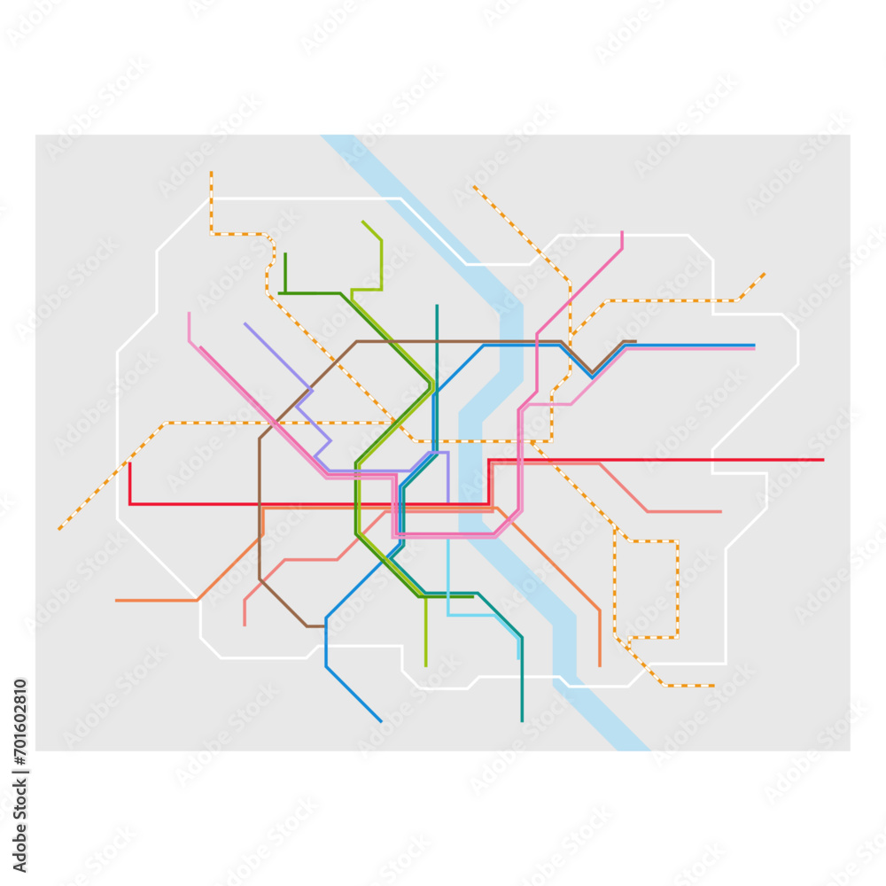 Obraz premium Layered editable vector illustration of Rail Network Map of Cologne,Germany