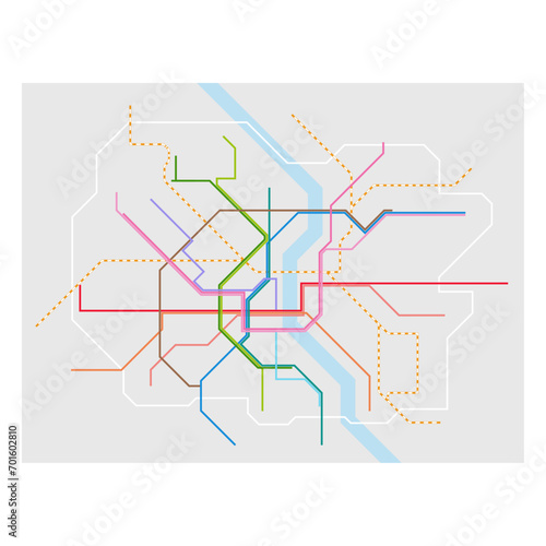 Layered editable vector illustration of Rail Network Map of Cologne,Germany photo