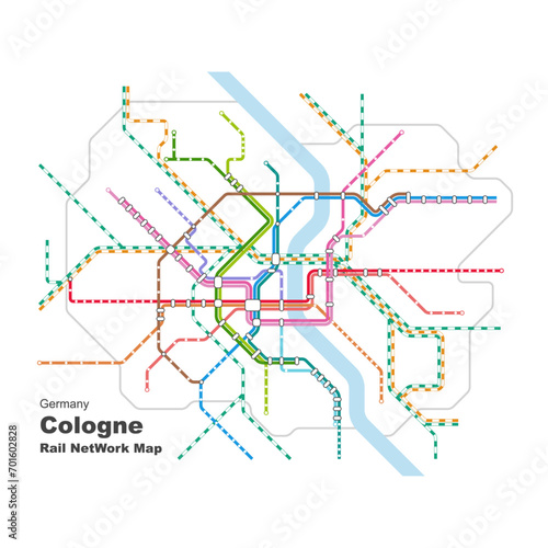 Layered editable vector illustration of Rail Network Map of Cologne,Germany photo