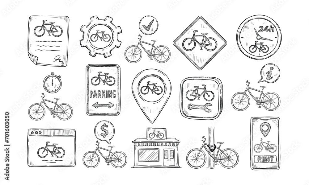 bike hire handdrawn collection