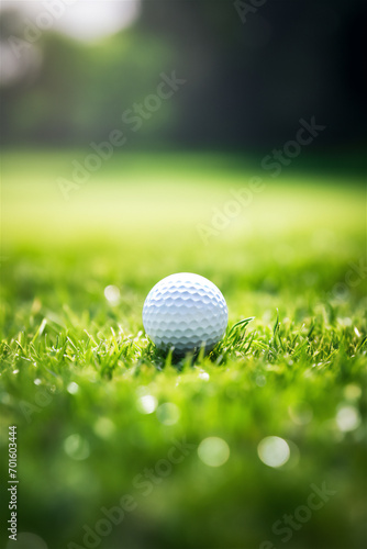 a golf ball sitting on grass, on a golf course