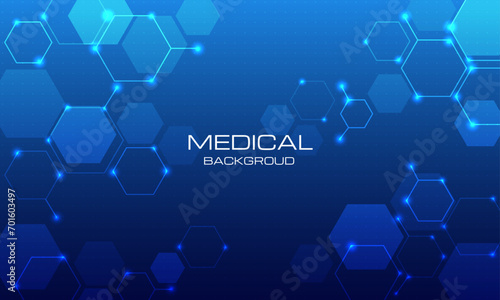 abstract futuristic hexagon science technology on blue background photo