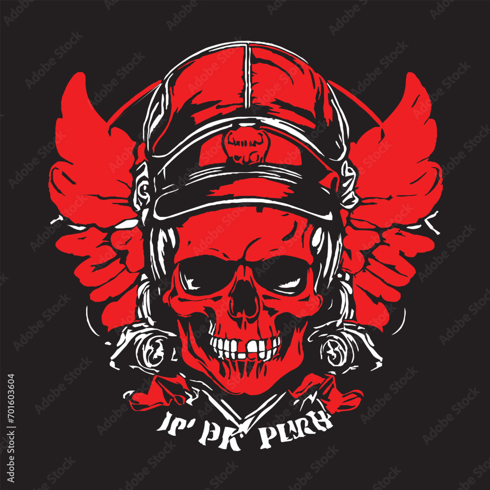 Gothic sign with human skull and wings. Gothic sign with human skull and wings.