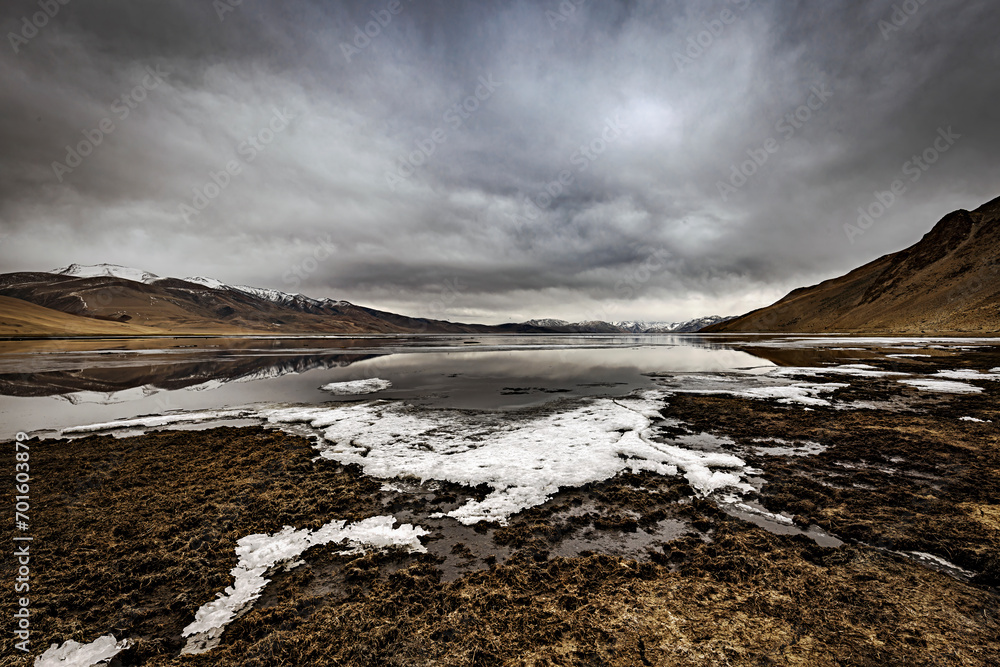 Winter Scene: Frozen Lake Tso Moriri, Ladakh, India Winter Scene: Frozen Lake Tso Moriri, Ladakh, India