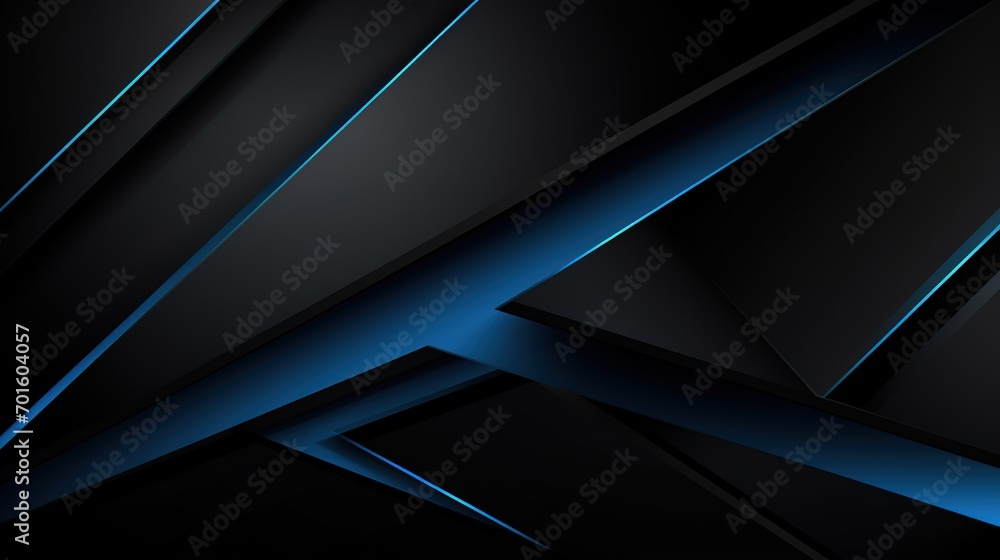 Modern black blue abstract background. Minimal. Color gradient. Dark. Web banner. Geometric shape. 3d effect. Lines stripes triangles. Design. Futuristic. Luxury. Premium. Generative Ai