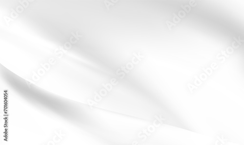 Abstract white satin silky cloth for background with smooth curve, flowing satin waves for backdrop design. White luxury fabric cloth background for web banner, poster, invitation card. Vector EPS10.