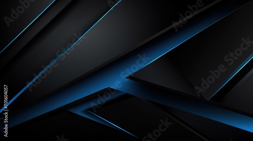 Modern black blue abstract background. Minimal. Color gradient. Dark. Web banner. Geometric shape. 3d effect. Lines stripes triangles. Design. Futuristic. Luxury. Premium. Generative Ai