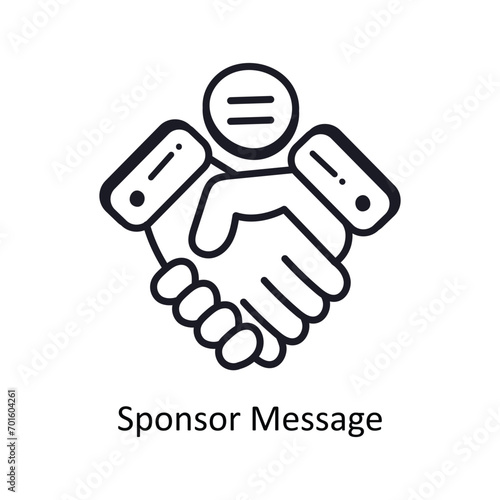 Sponsor message vector  outline doodle Design illustration. Symbol on White background EPS 10 File 