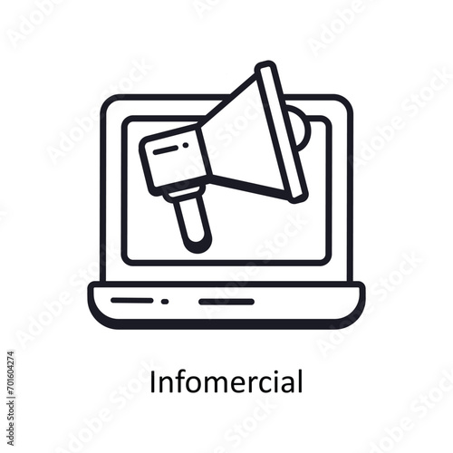 Infomercial vector  outline doodle Design illustration. Symbol on White background EPS 10 File 