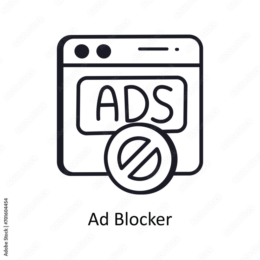 Ad Blocker vector outline doodle Design illustration. Symbol on White background EPS 10 File Ad Blocker vector outline doodle Design illustration. Symbol on White background EPS 10 File
