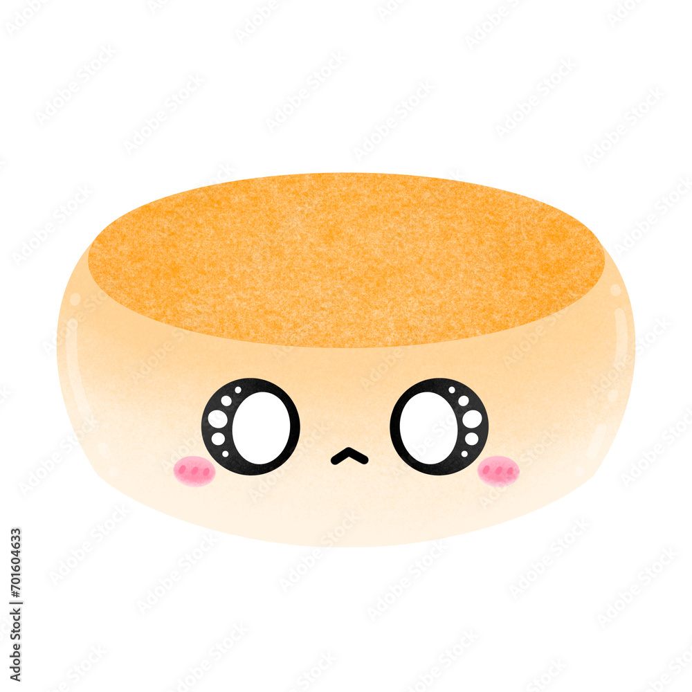 Cute Pancake Mascot Character Kawaii Cartoon Empty Pancake No Topping