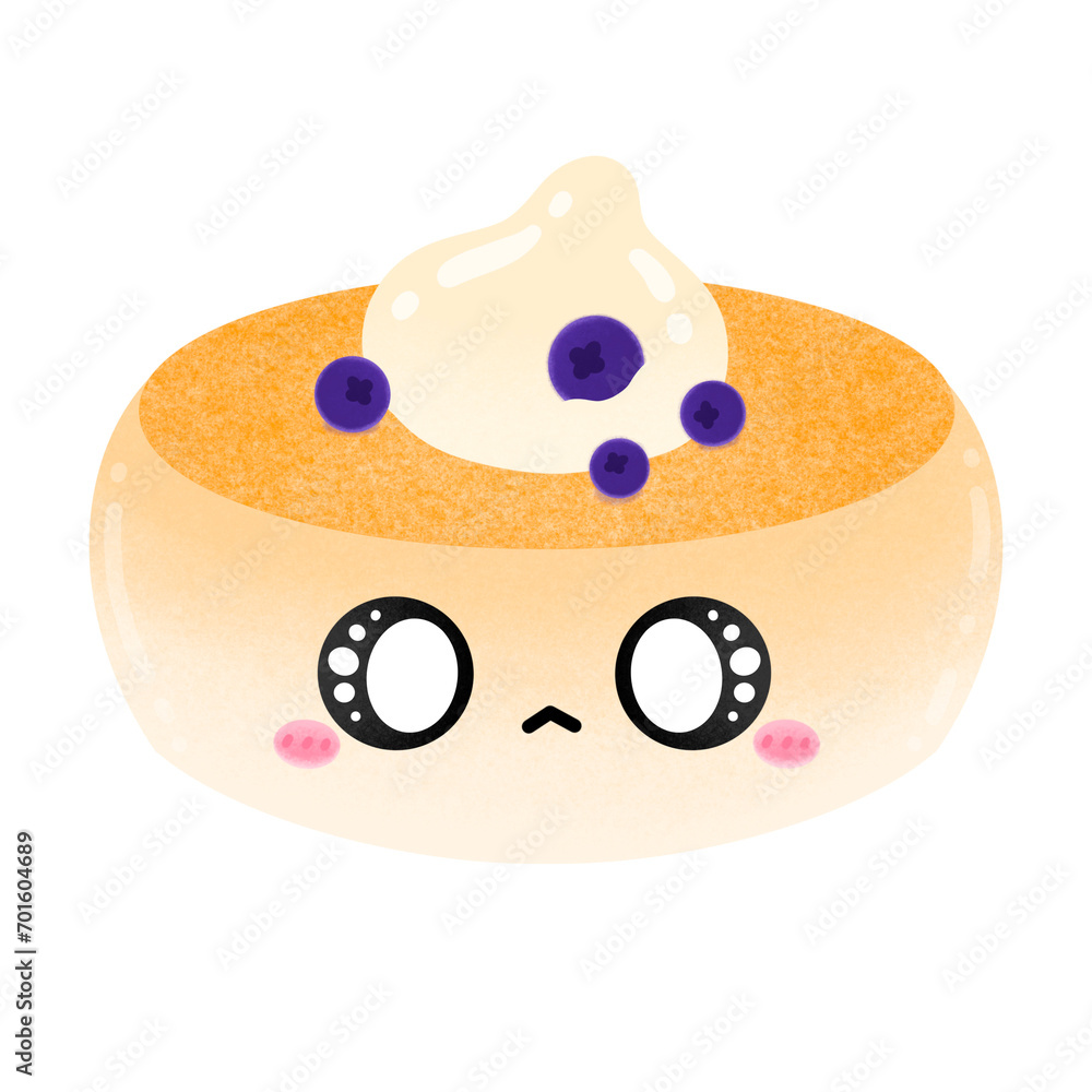 Cute Pancake Mascot Character Kawaii Cartoon Pancake With Topping
